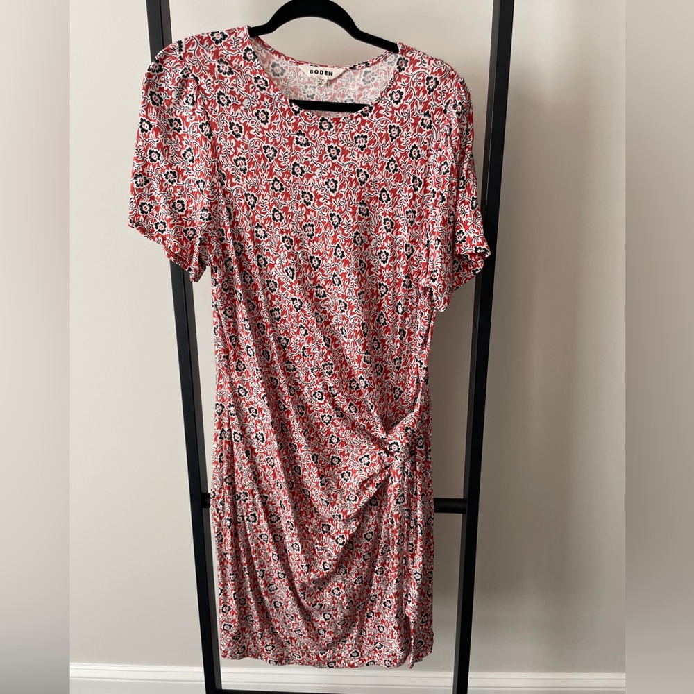 Boden Red and Gray Patterned Dress